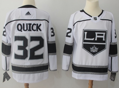 Adidas Kings #32 Jonathan Quick White Road Authentic Stitched NHL Jersey - Click Image to Close